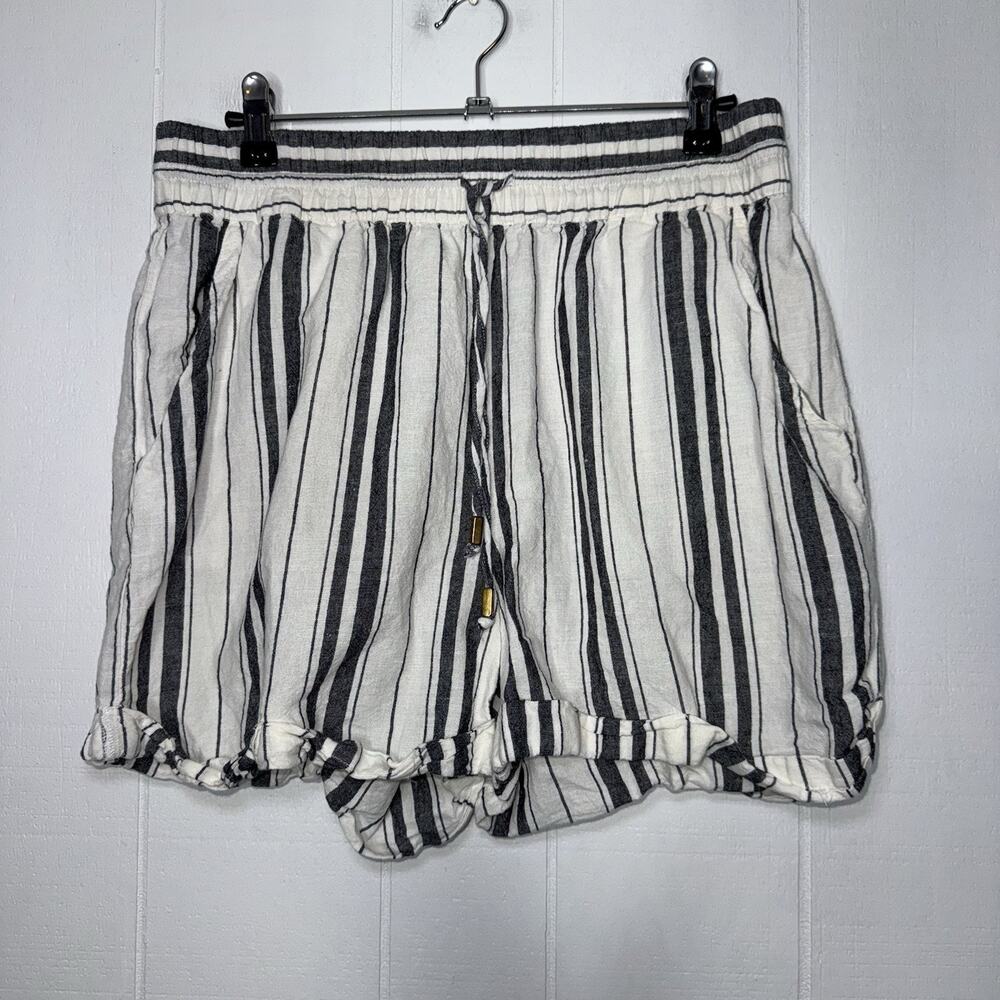 Maeve Women’s Striped Linen Cotton Shorts Coastal Beach Size Medium